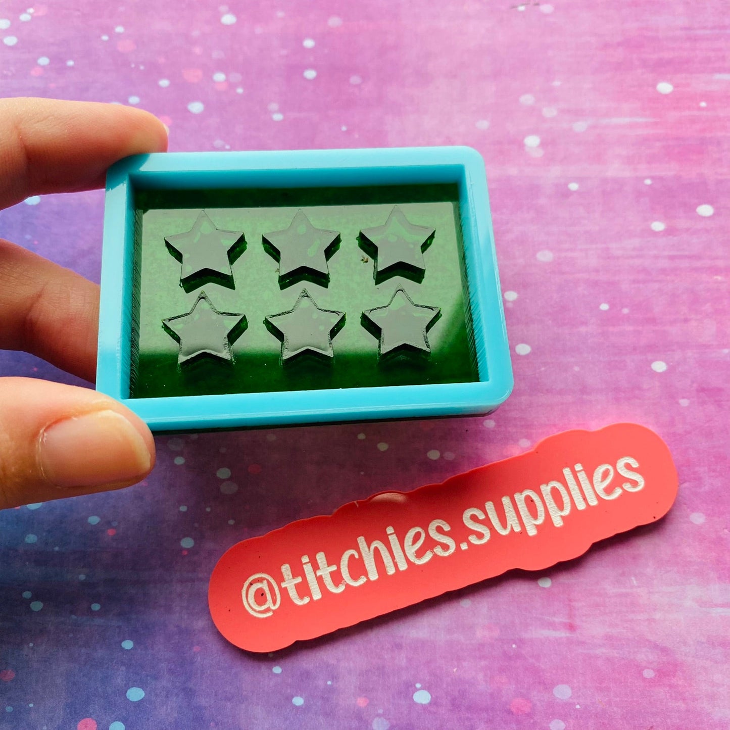 Set of 6 x 1cm Studs/Shaker Fillers Mould - Plain Stars