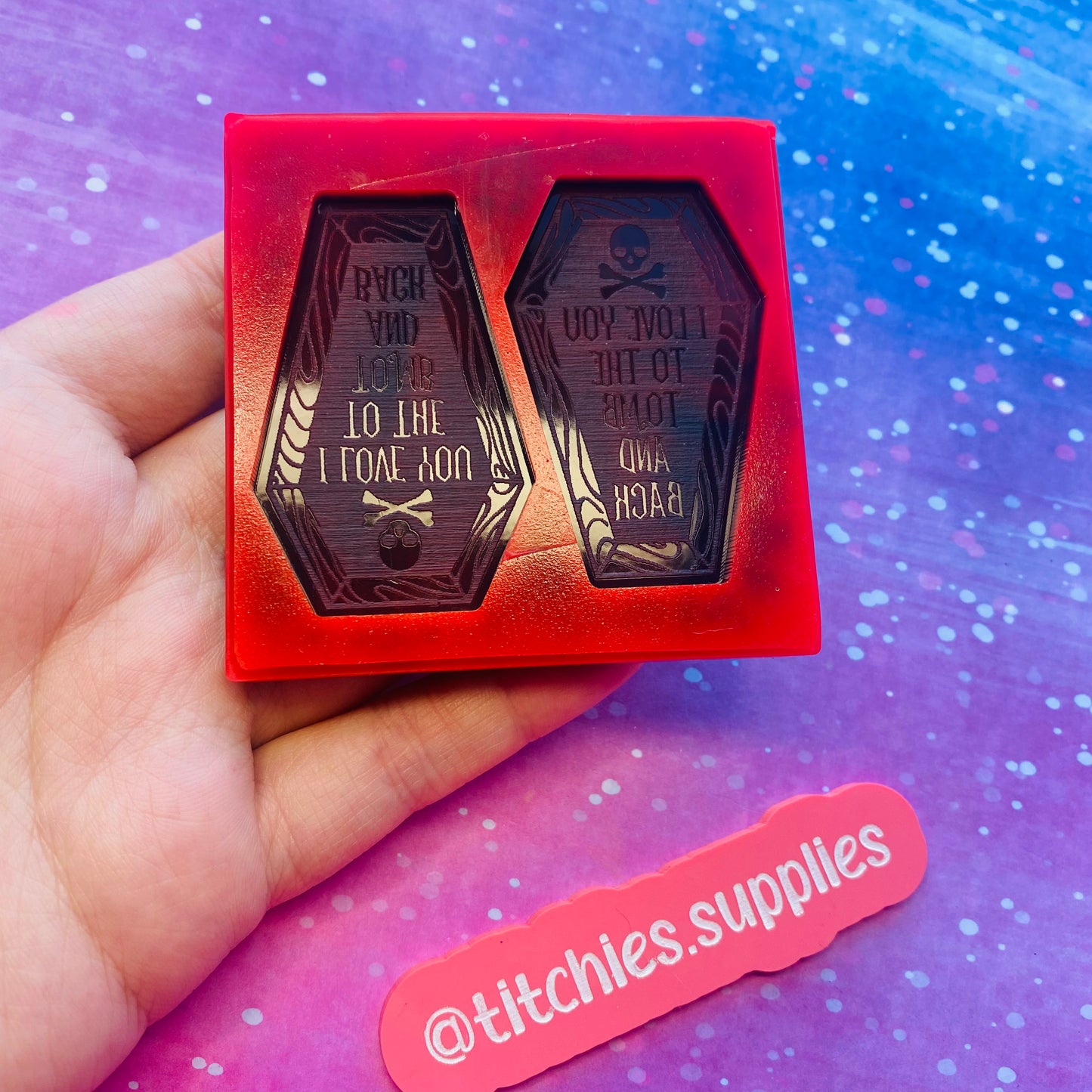 To The Tomb And Back Coffin Earring Mould, No Loop