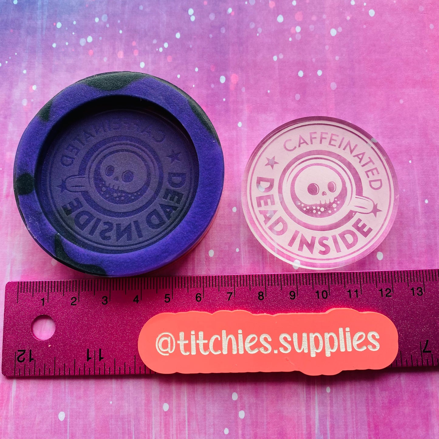 Caffeinated Dead Inside Token Mould, 6mm Thick