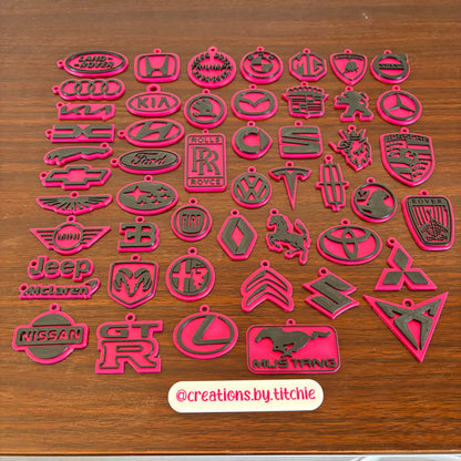 Car Logo Keychain - Hot Pink/Black