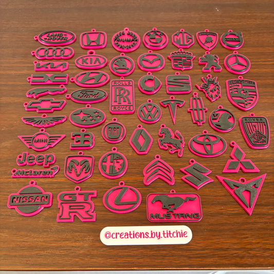 Car Logo Keychain - Hot Pink/Black