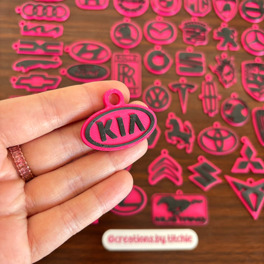 Car Logo Keychain - Hot Pink/Black