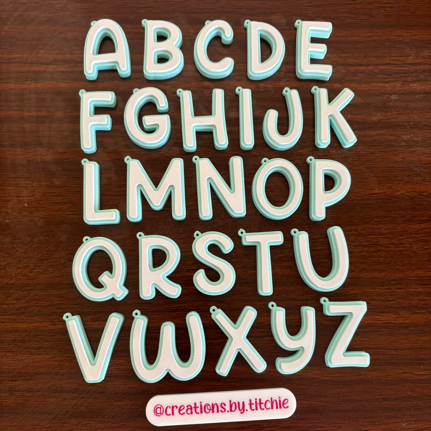 Letter Initial Keychain - Pastel Blue