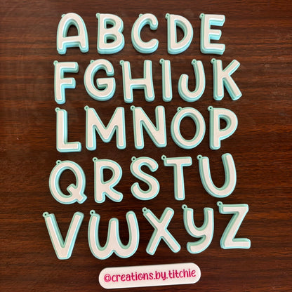 Letter Initial Keychain - Pastel Blue