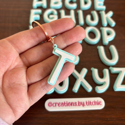 Letter Initial Keychain - Grey