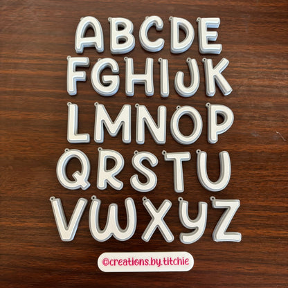 Letter Initial Keychain - Grey