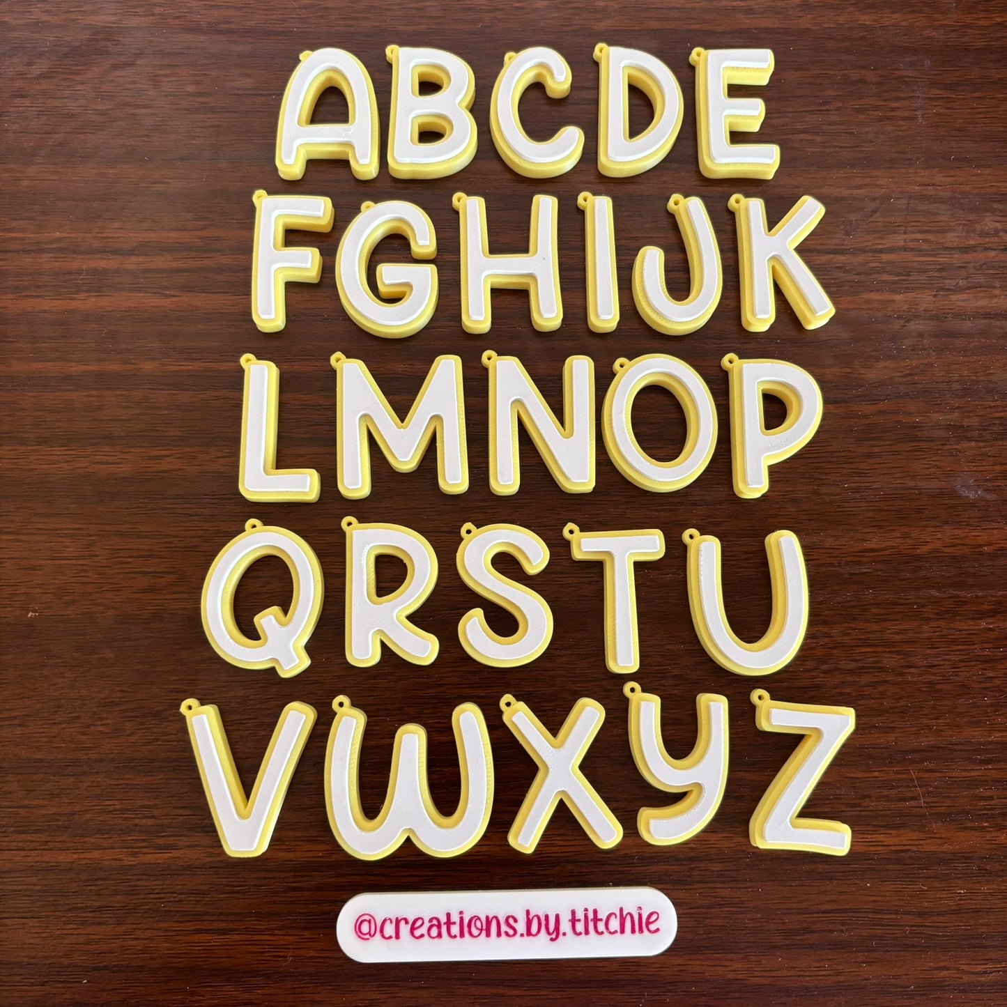 Letter Initial Keychain - Yellow
