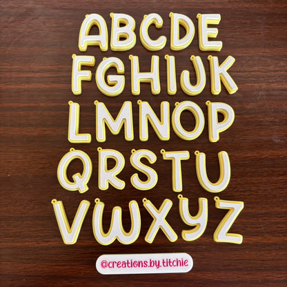Letter Initial Keychain - Yellow