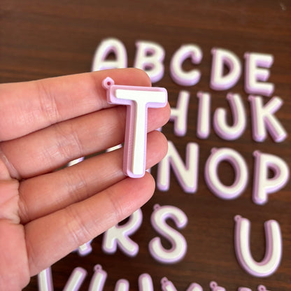 Letter Initial Keychain - Pastel Purple