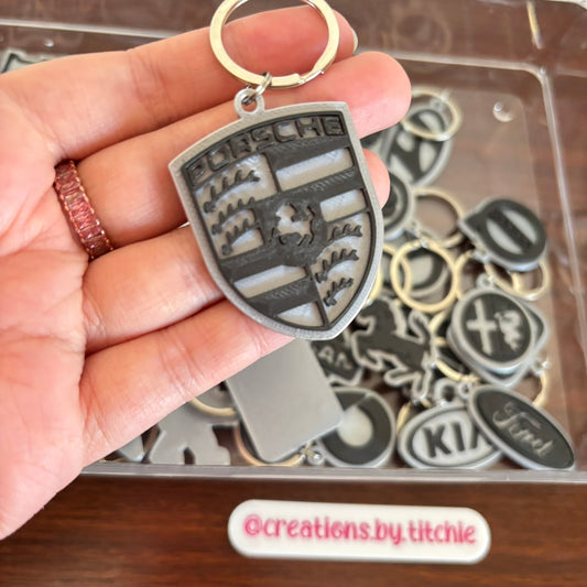 Car Logo Keychain - Silver/Black