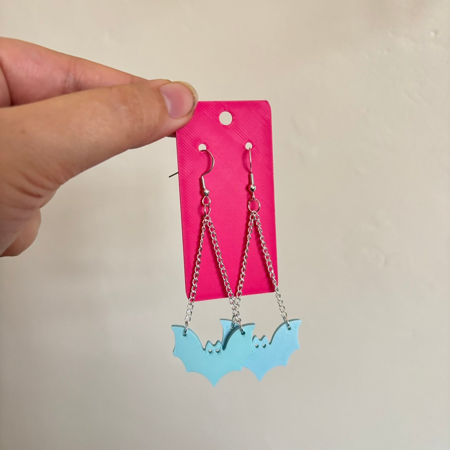 Long Dangle Bat Earrings