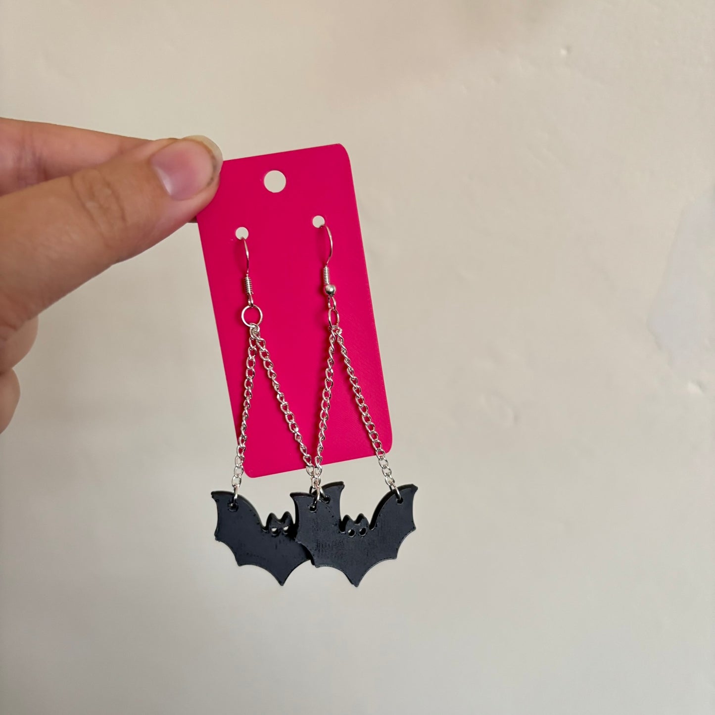 Long Dangle Bat Earrings