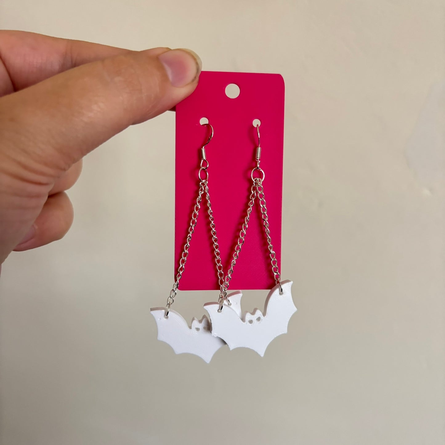Long Dangle Bat Earrings