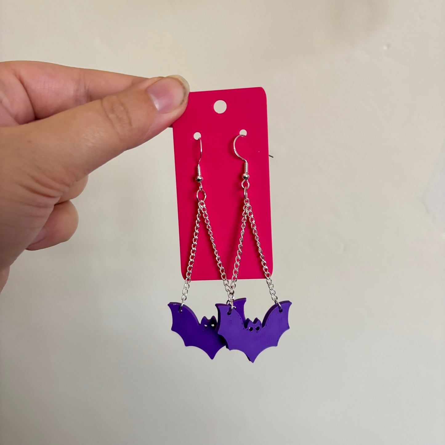 Long Dangle Bat Earrings