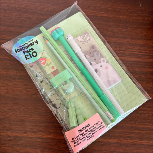 12 Item Stationery Pack - Green