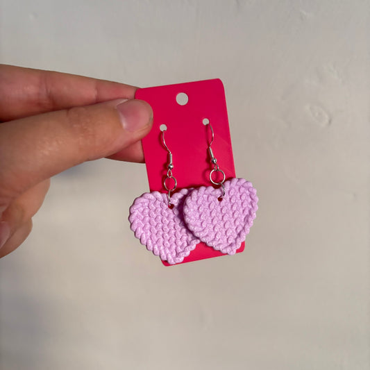 Knitted Heart Earrings