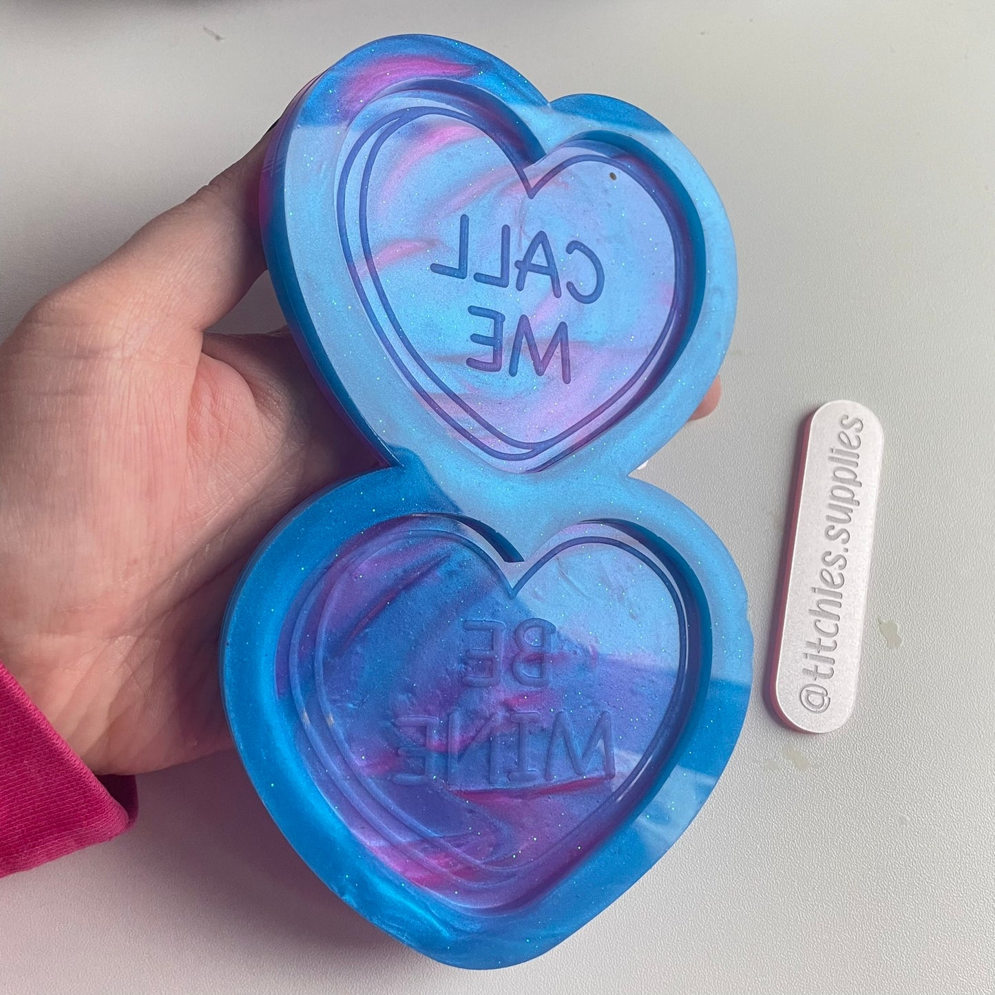 Call Me/Be Mine Love Heart Coaster Mould, 5mm Thick