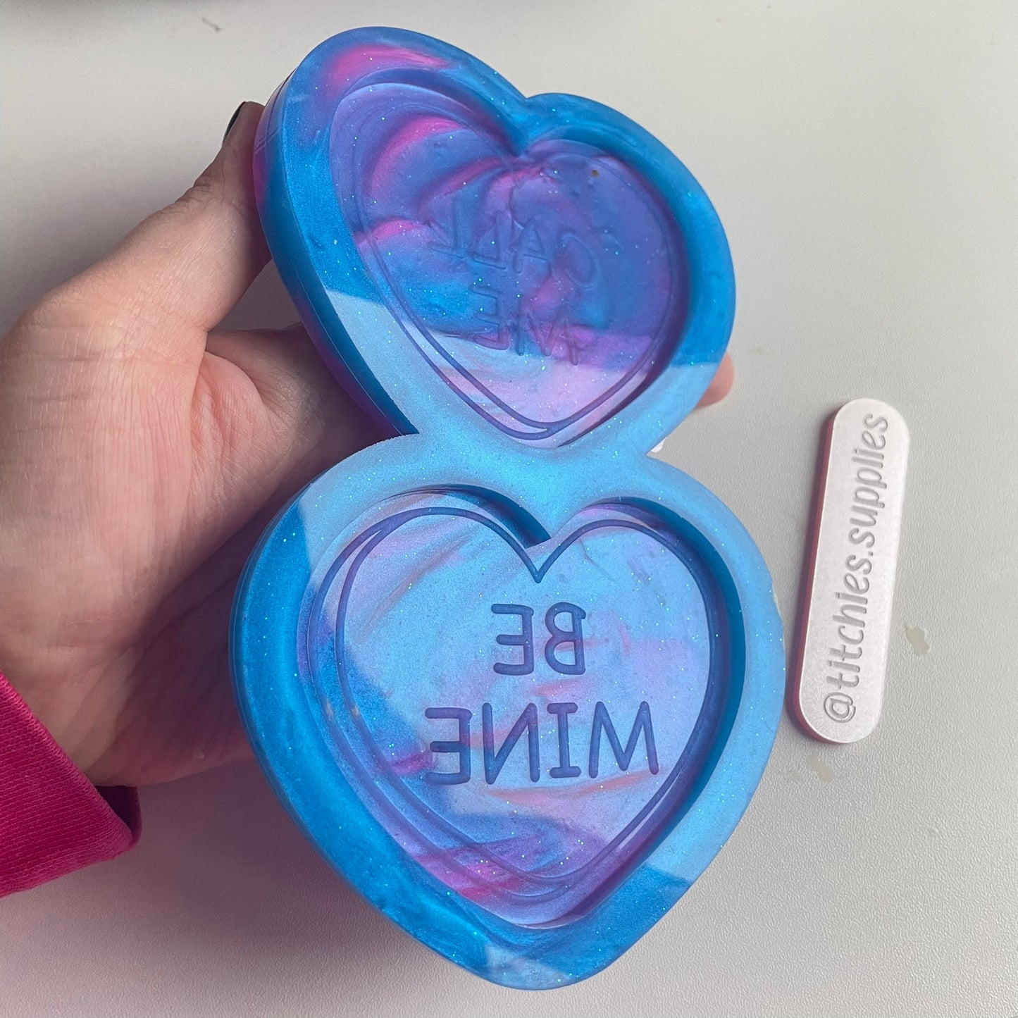 Call Me/Be Mine Love Heart Coaster Mould, 5mm Thick