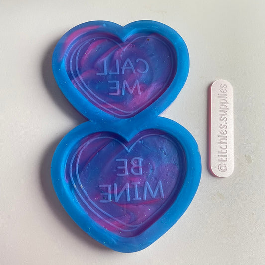 Call Me/Be Mine Love Heart Coaster Mould, 5mm Thick