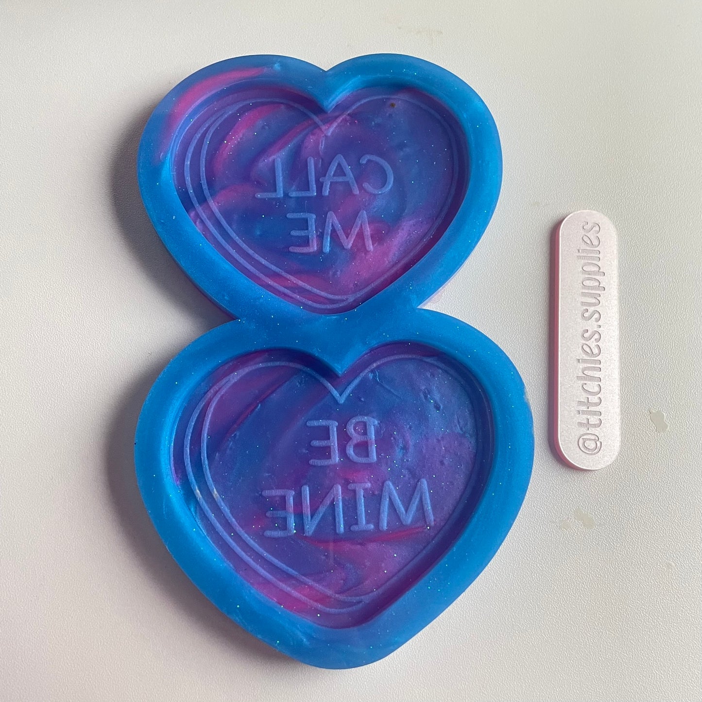 Call Me/Be Mine Love Heart Coaster Mould, 5mm Thick