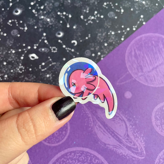 Shattered Glass Holographic Axolotl Space Sticker