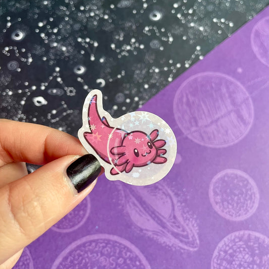 Star Holographic Axolotl Space Sticker
