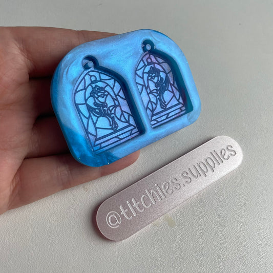 Stained Glass Rose Jar Earring Mould