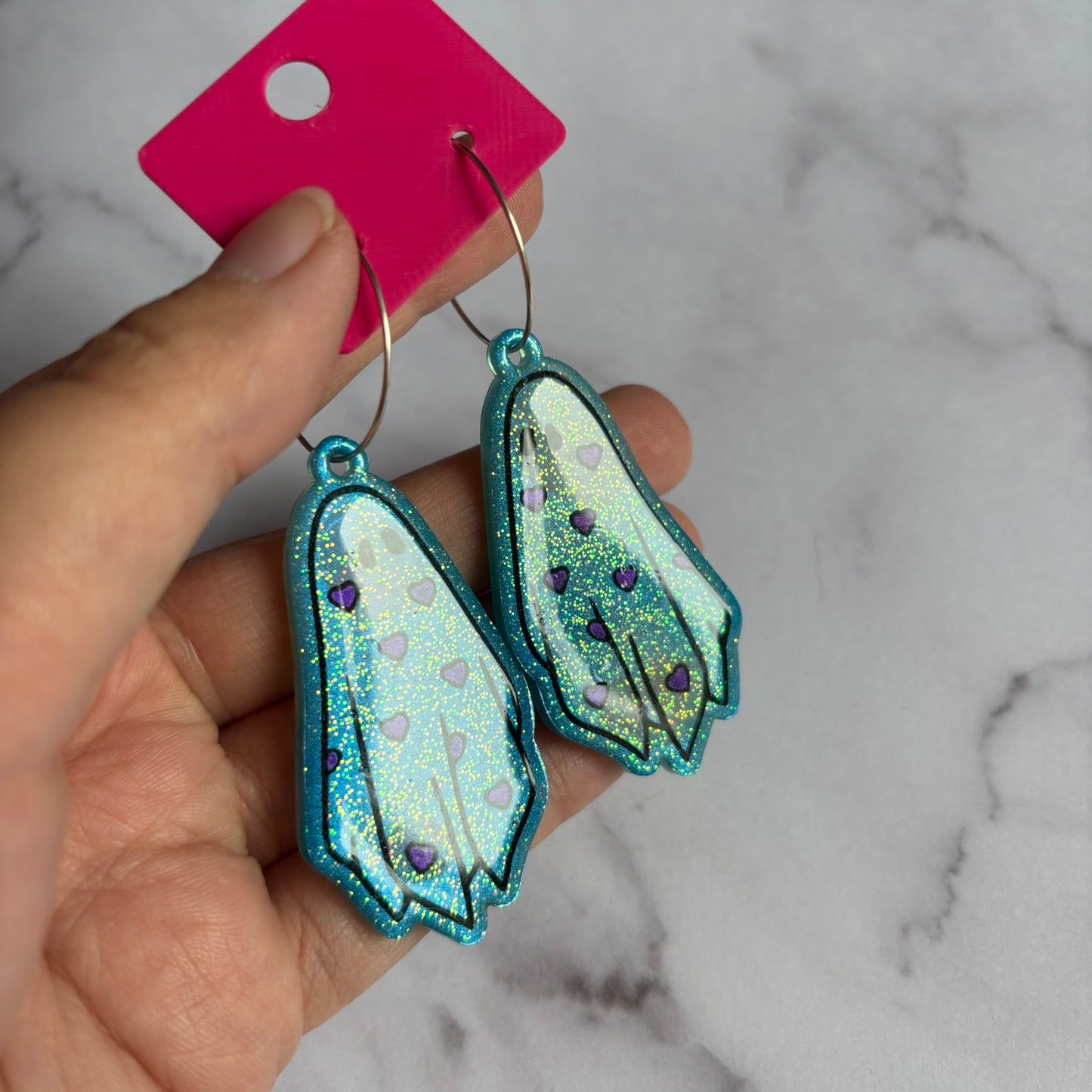 Blue Heart Ghostie Earrings