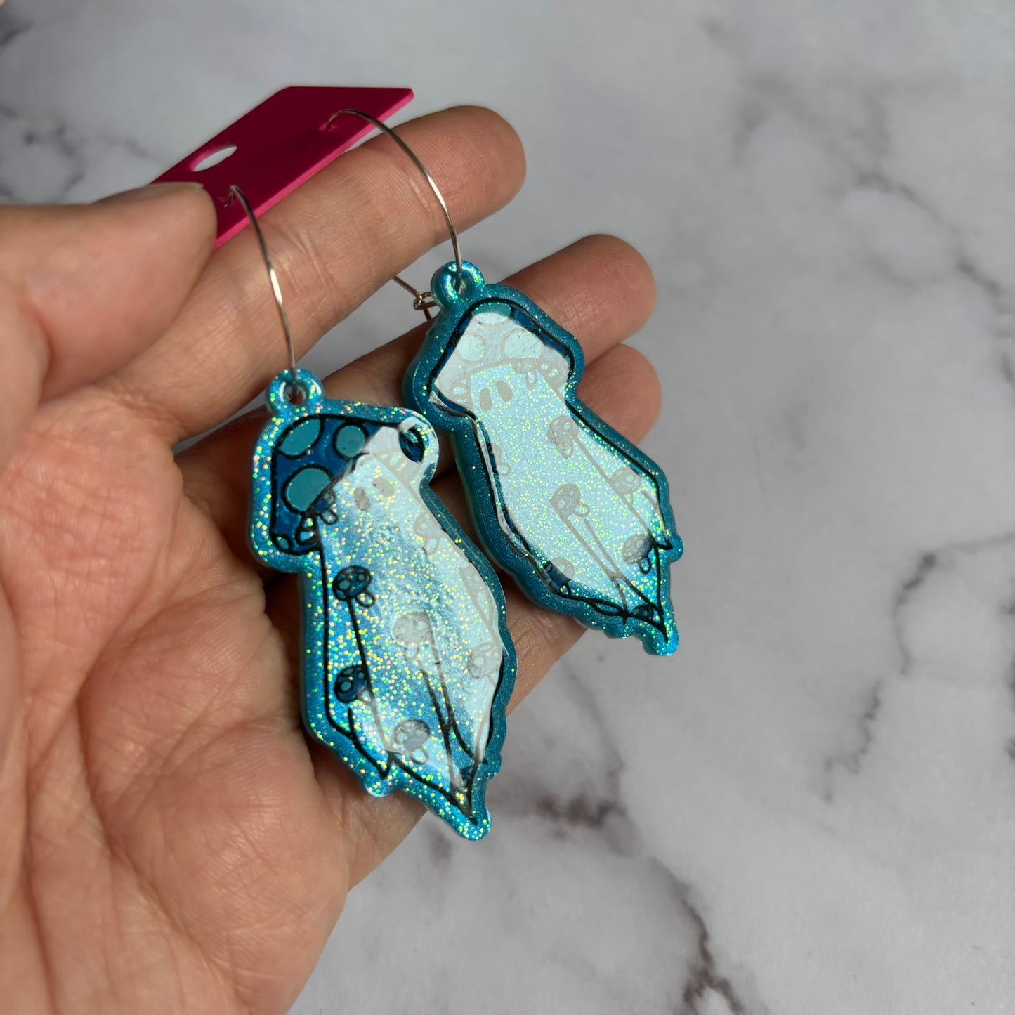 Blue Mushroom Ghostie Earrings