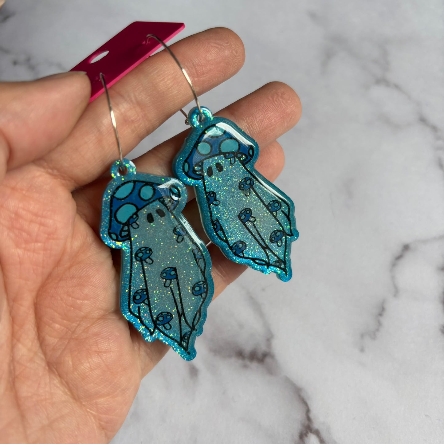 Blue Mushroom Ghostie Earrings