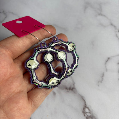 Purple Skull Loop Earrings