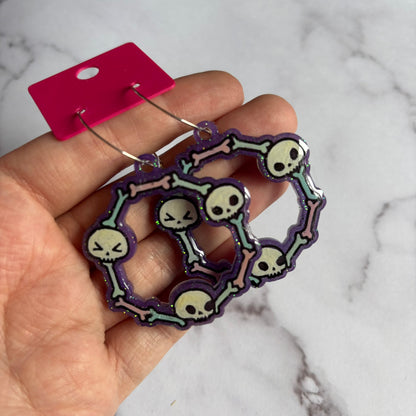 Purple Skull Loop Earrings
