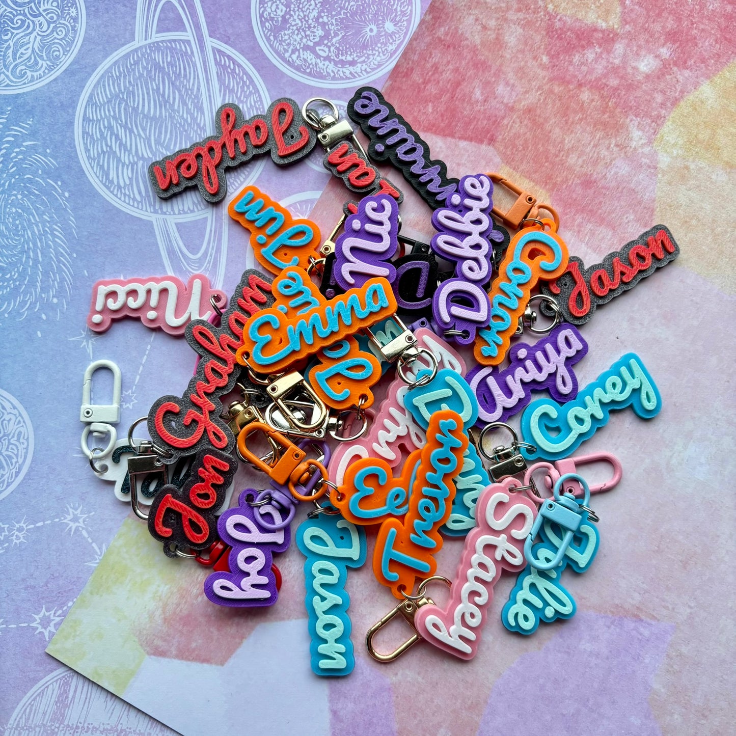Personalised Name Keyrings – Custom Printed Bag Tags & Gifts