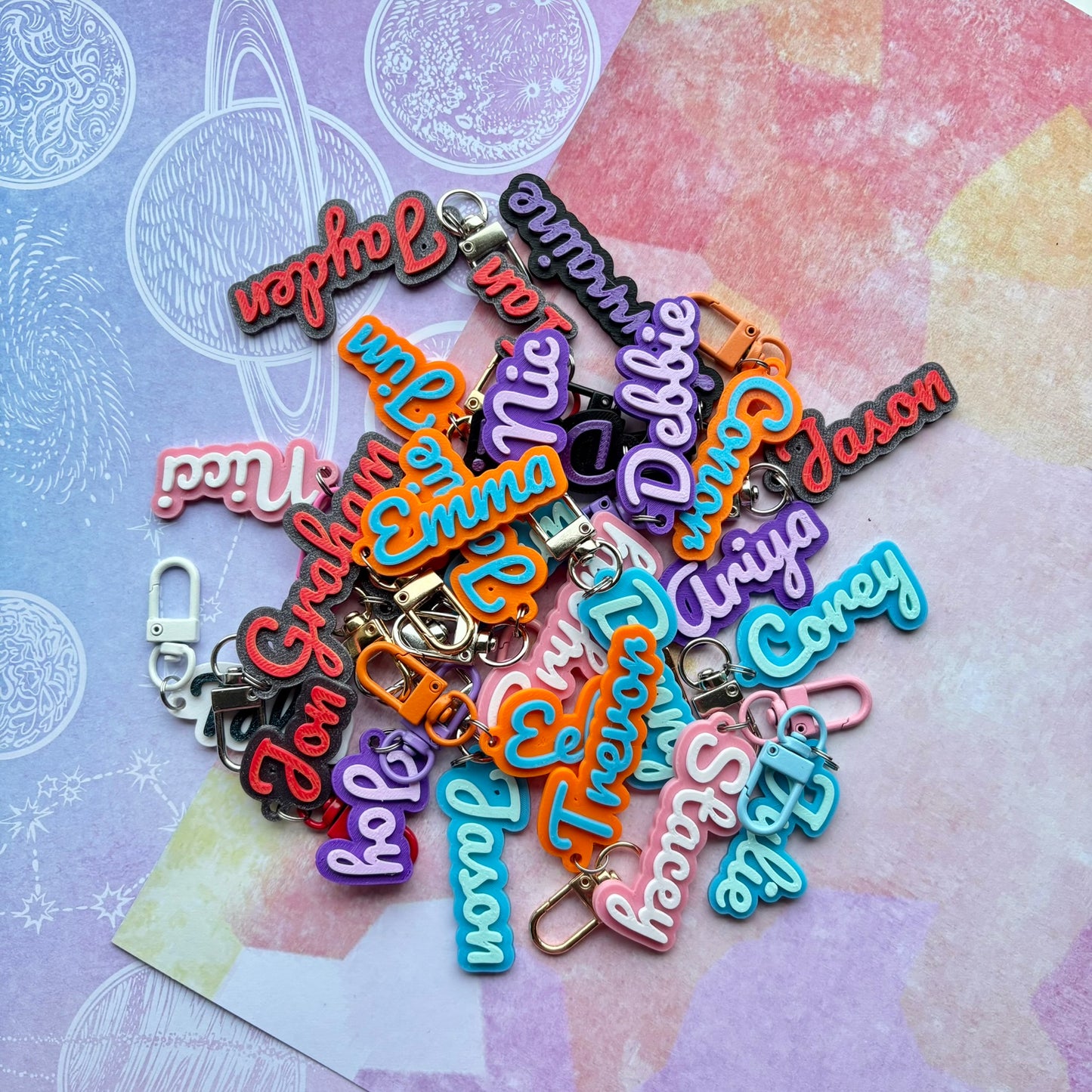 Personalised Name Keyrings – Custom Printed Bag Tags & Gifts