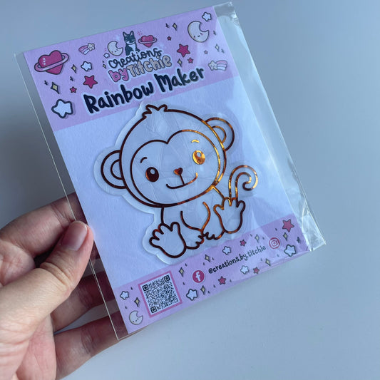 Cute Monkey Rainbow Maker Window Sticker