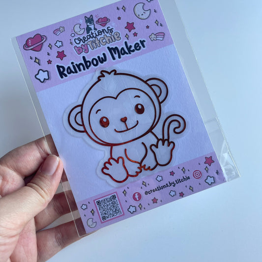 Cute Monkey Rainbow Maker Window Sticker