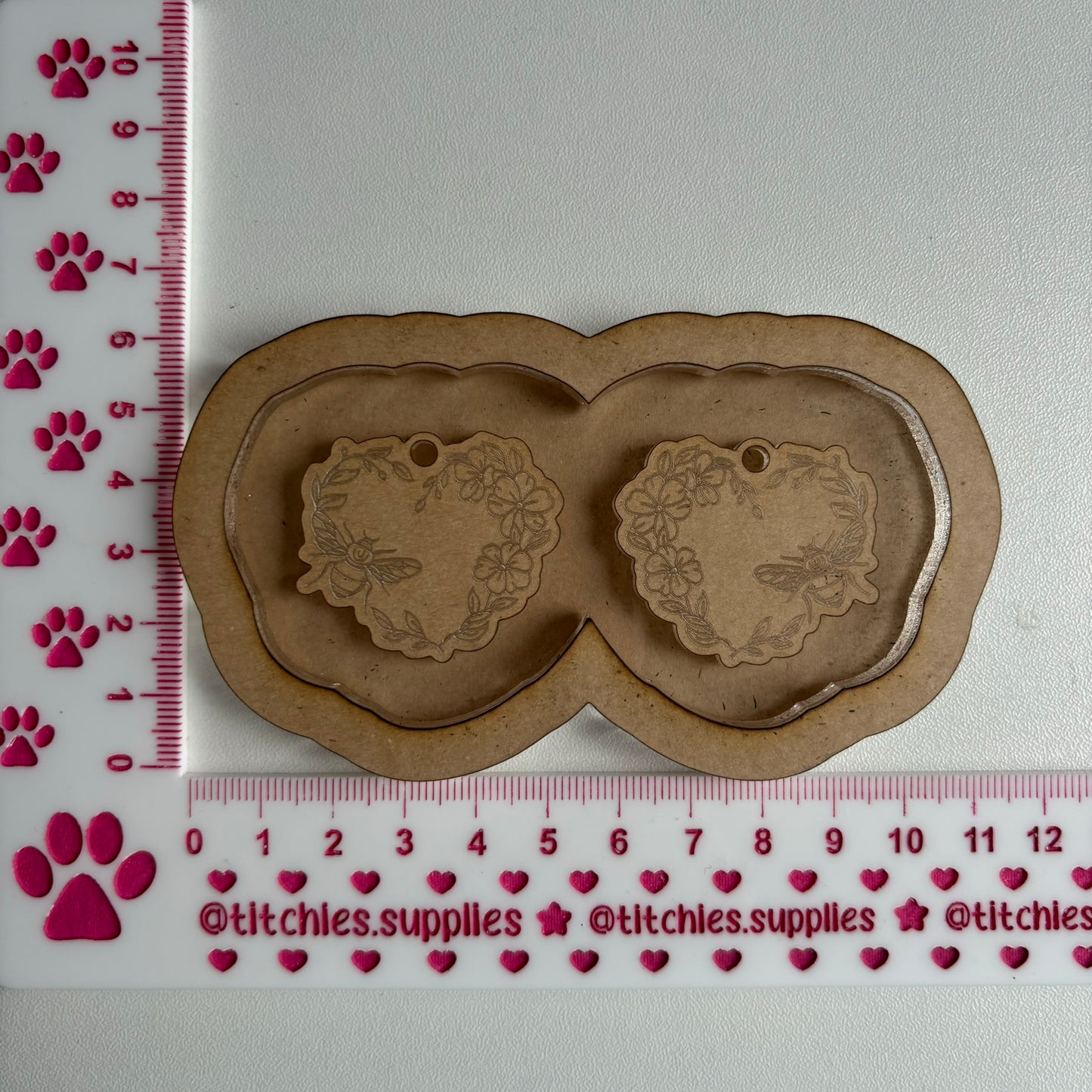 Bee Floral Heart Earring Mould