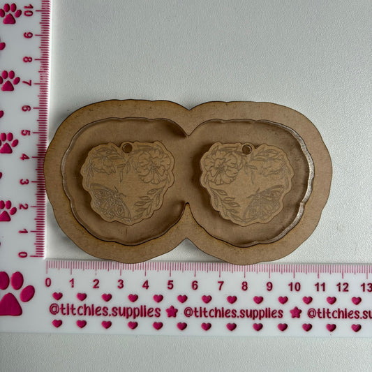 Moth Floral Heart Earring Mould