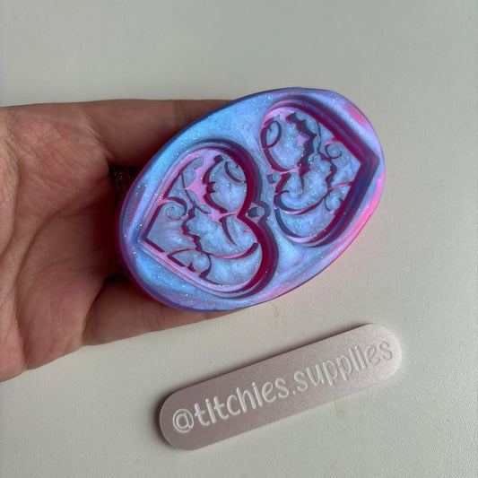 2 Layer Swirly Bat Heart Earring Mould