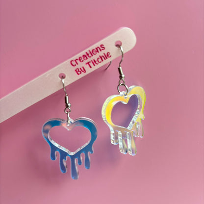 Acrylic Drippy Heart Earrings