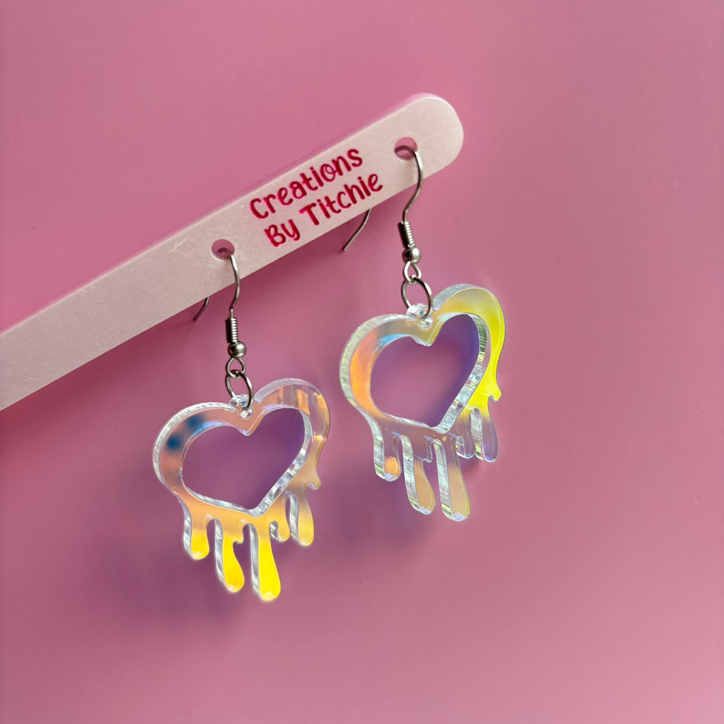 Acrylic Drippy Heart Earrings