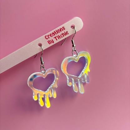 Acrylic Drippy Heart Earrings