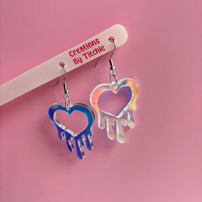 Acrylic Drippy Heart Earrings