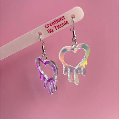 Acrylic Drippy Heart Earrings