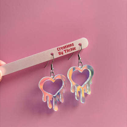 Acrylic Drippy Heart Earrings