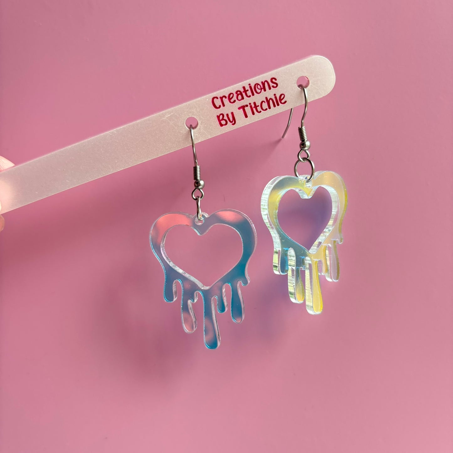 Acrylic Drippy Heart Earrings