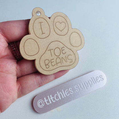 I Love Toe Beans Mould, 6mm thick