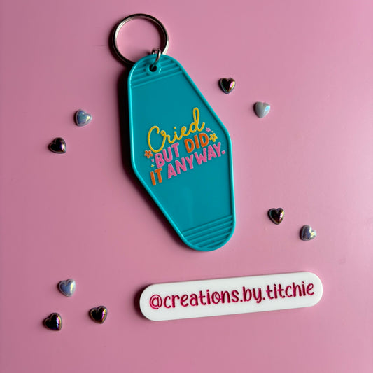 Motel Keyring - Teal "Cried, but did it anyway"