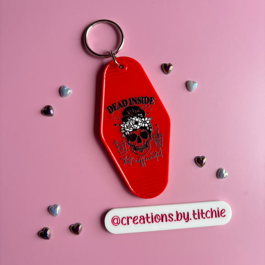 Motel Keyring - Red "Dead Inside but caffienated"