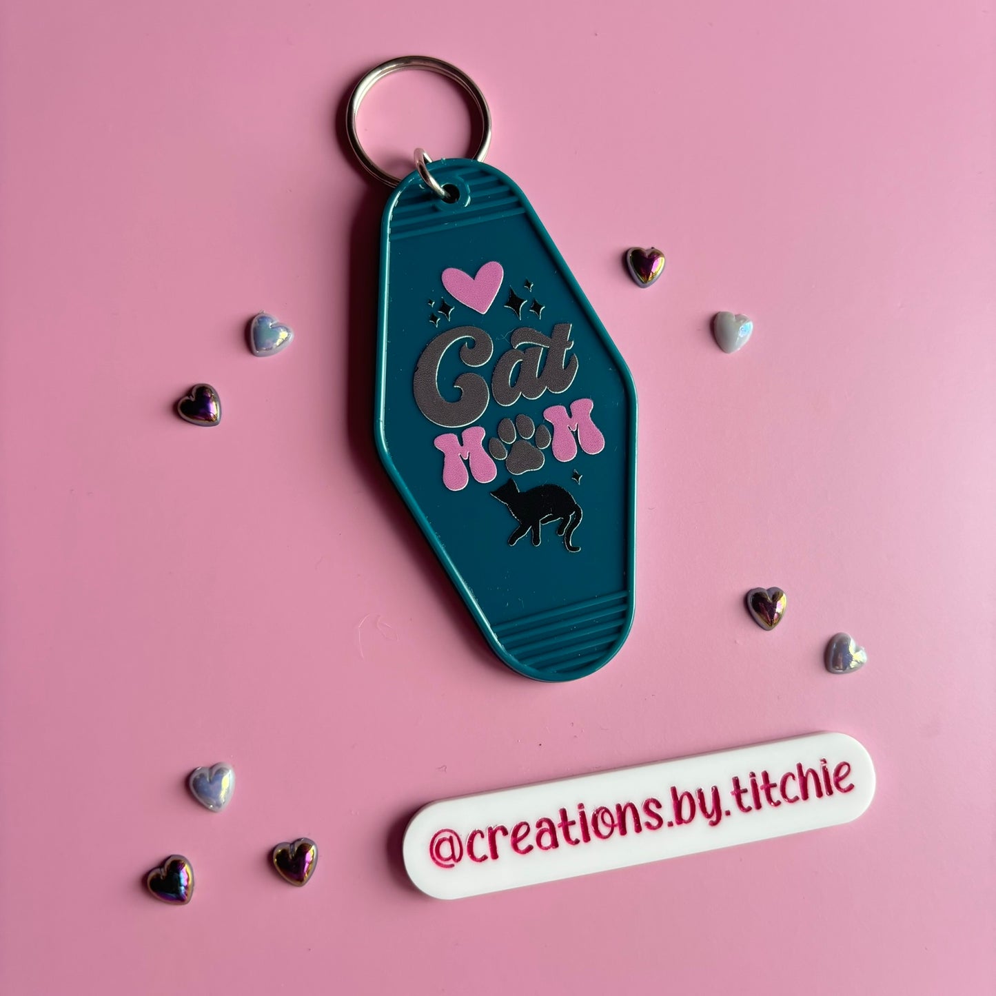 Motel Keyring - Dark Blue "Cat Mum"